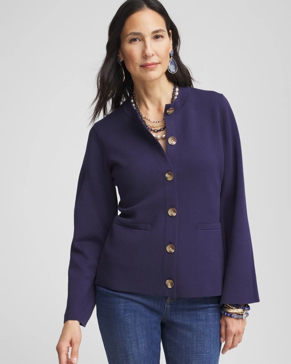 Vintage Twist Design Horn Buckle Cardigan